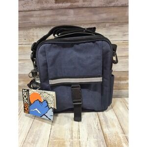 Eastsport Weekend Hauler Crossbody‎ Bag Navy Blue Canvas with Water Bottle